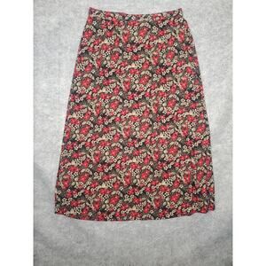 Women's Vintage Sag Harbor M Petite Red Floral Skirt Boho Cottage